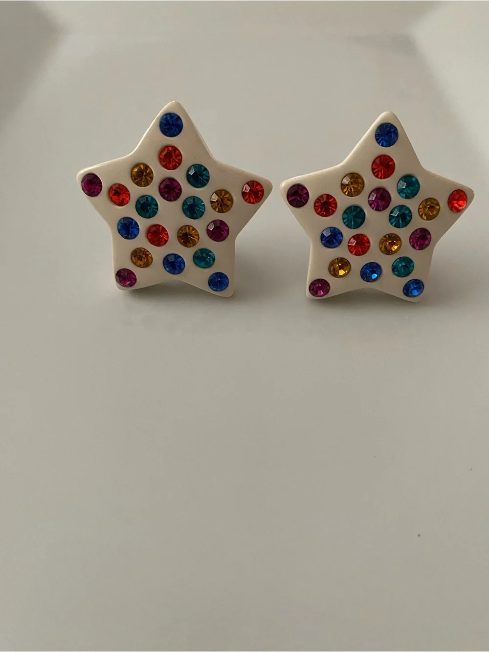 Vintage 1980s large star rhinestone clip-on statement earrings